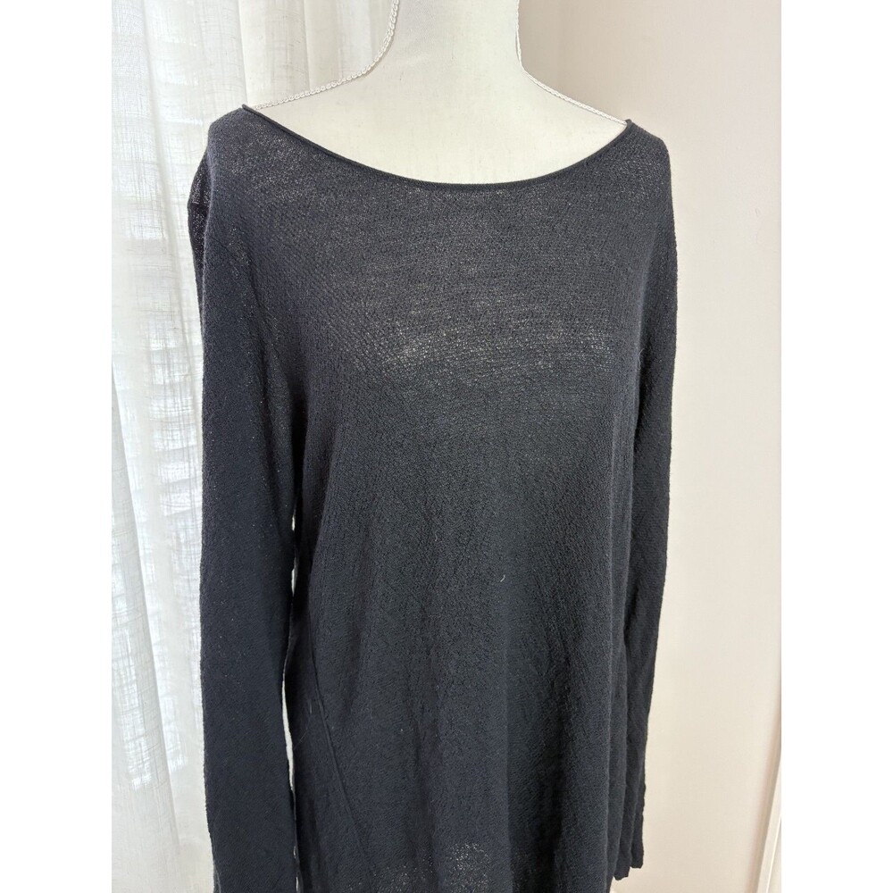 Eileen Fisher Lightweight Open Knit Wool Tunic Sweater Boat Neck Sheer 103 - Picture 9 of 9